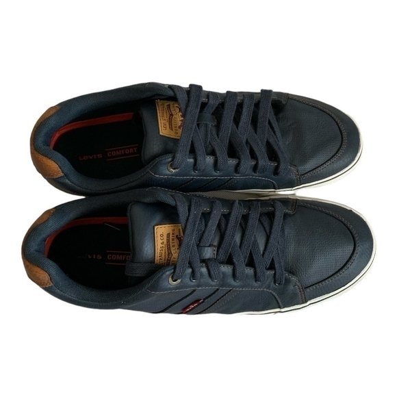 Levi’s Turner Men’s Sneakers Navy Blue Brown Lace-Up Athletic Shoes Size 12 - Picture 5 of 7